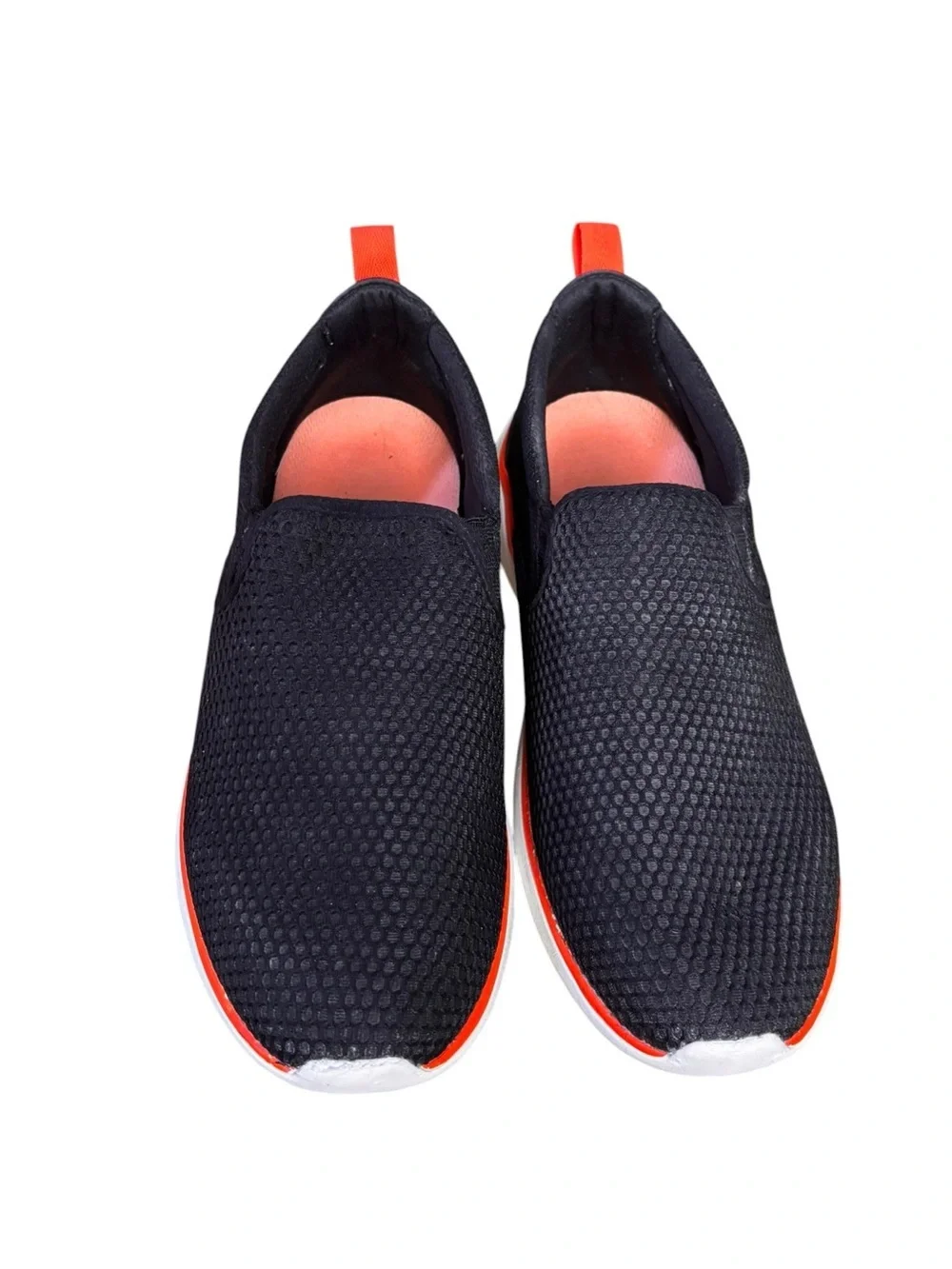 Vionic Vortex Zeta Slip-On Sneakers – Black Mesh w/ Orange Trim Women’s Size 9